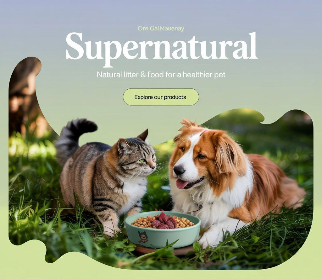 Supernatural pet food - cat and dog with food bowl